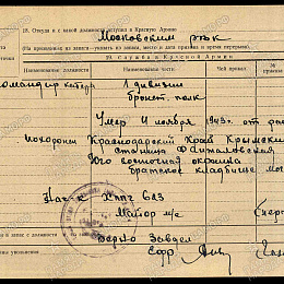 Карточка учета  Егорова Василия Егоровича (2-я стр.).