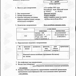 Паспорт. Учетная карточка воинского захоронения. ЭМ "Сметливый", л/состав 29 артдивизиона п/о-ва Ханко, 1-я стр.