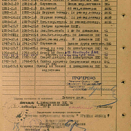 Послужной список прохождения службы в КА и ВМФ от 18 сентября 1944 г.