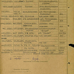 Послужной список прохождения службы в КА и ВМФ от 2 октября 1944 г.