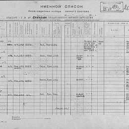 Именной список безвозвратных потерь. Транспорт "Уфа" Северного Государственного морского пароходства.
