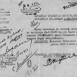 Донесение об исключении из списков Комсостава флота от 15 апреля 1943 г..