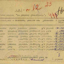 Акт получения медали "За оборону Севастополя". Май 1944 г.