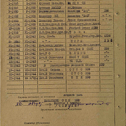 Послужной список прохождения службы в КА и ВМФ на 26 августа 1945 г.